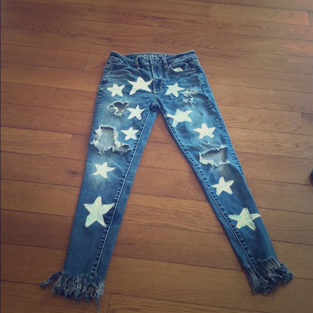 American eagle star frayed jeans